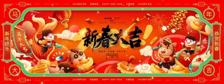 编号：40637404100134137225【酷图网】源文件下载-马年年会背景