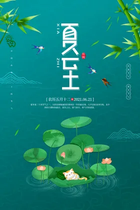夏至海报画面中国传统节气X展架风俗