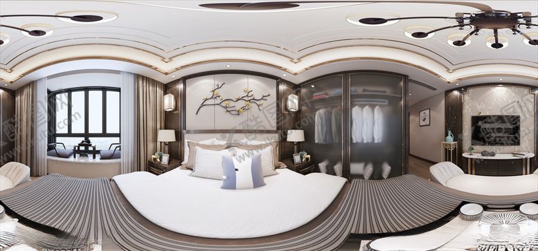 编号：94189209171416576799【酷图网】源文件下载-新中式卧室