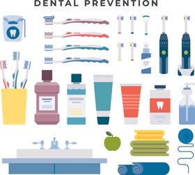 牙科防护用品集合展示