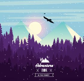 创意野外森林雪山风景