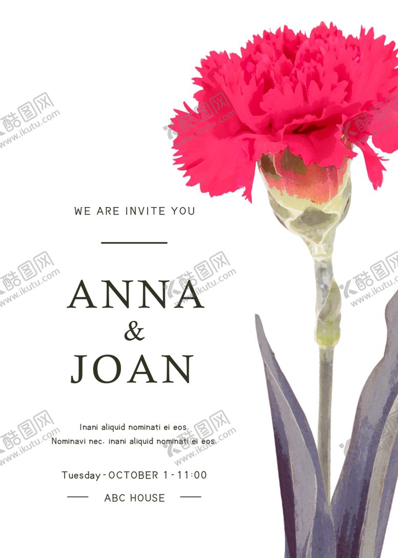 编号：95558404201827493244【酷图网】源文件下载-单支康乃馨花卉海报