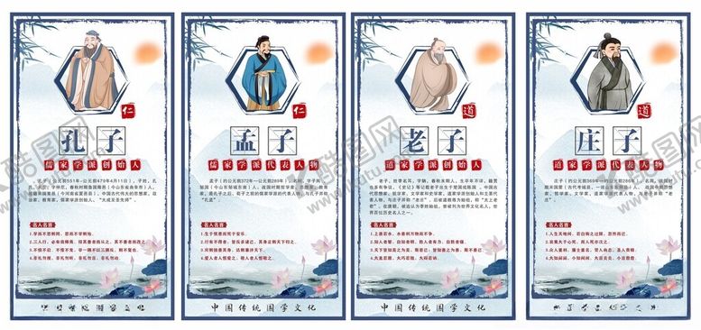 编号：68040302221425473232【酷图网】源文件下载-名人名言挂图孔子孟子