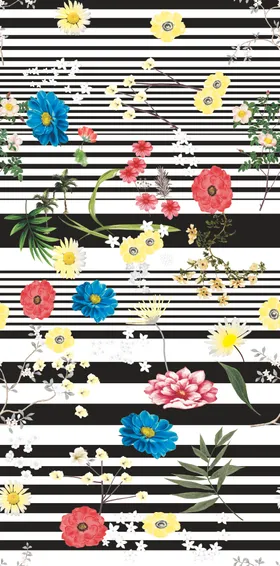 条纹花小碎素材时尚女装