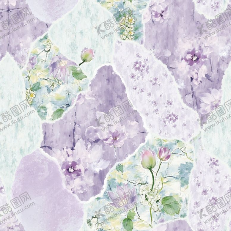 编号：83427404102311549789【酷图网】源文件下载-梦幻紫色花卉水彩图案