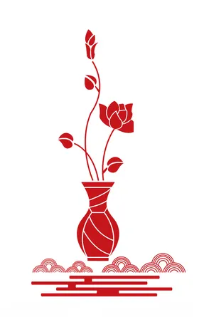 矢量花瓶祥云图案