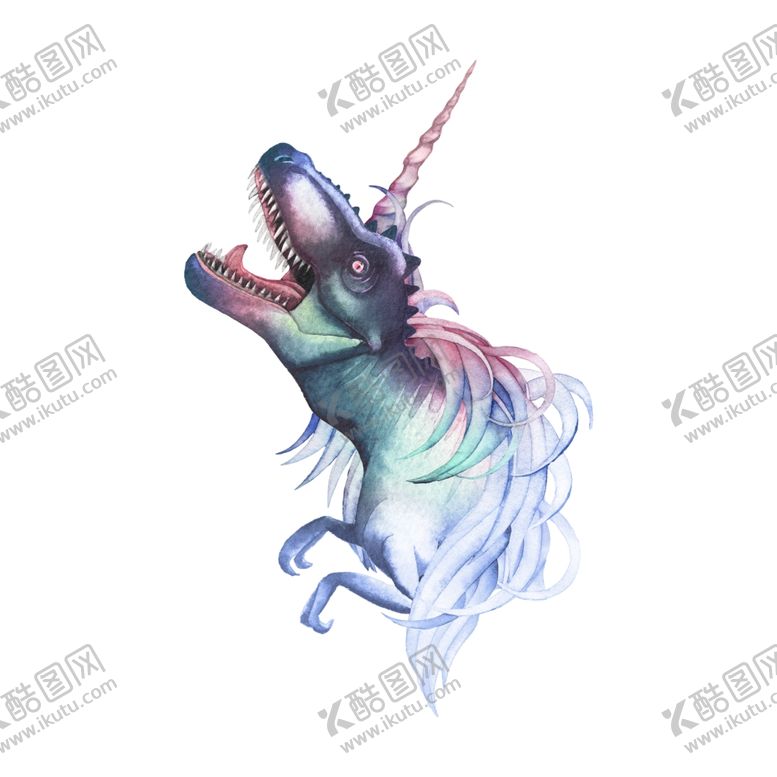 编号：49985210310955461630【酷图网】源文件下载-梦幻水彩恐龙图案