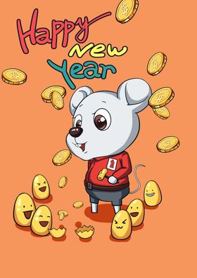 新年元旦卡通老鼠