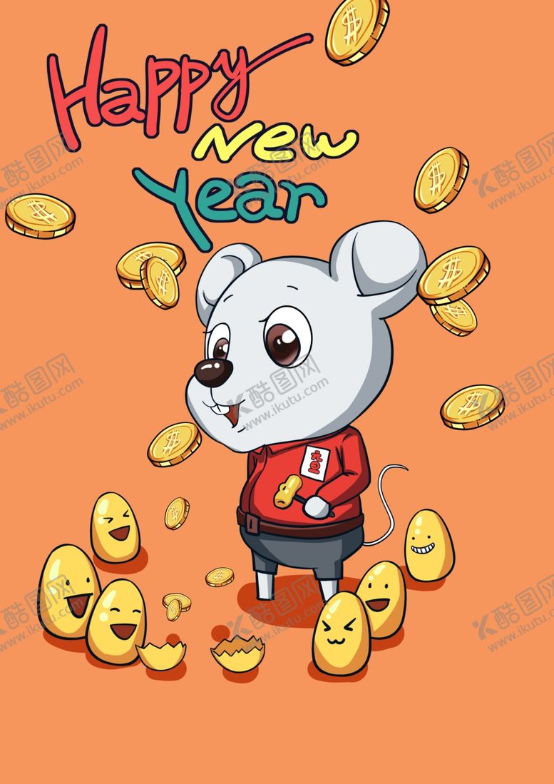 编号：11742307141504255540【酷图网】源文件下载-新年元旦卡通老鼠