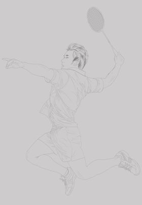 打羽毛球的男孩运动的人插画