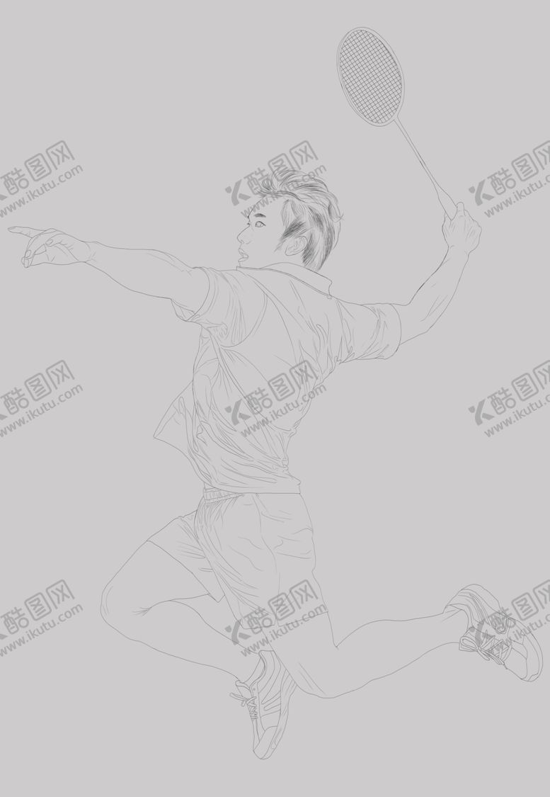 编号：28817310041950591790【酷图网】源文件下载-打羽毛球的男孩运动的人插画