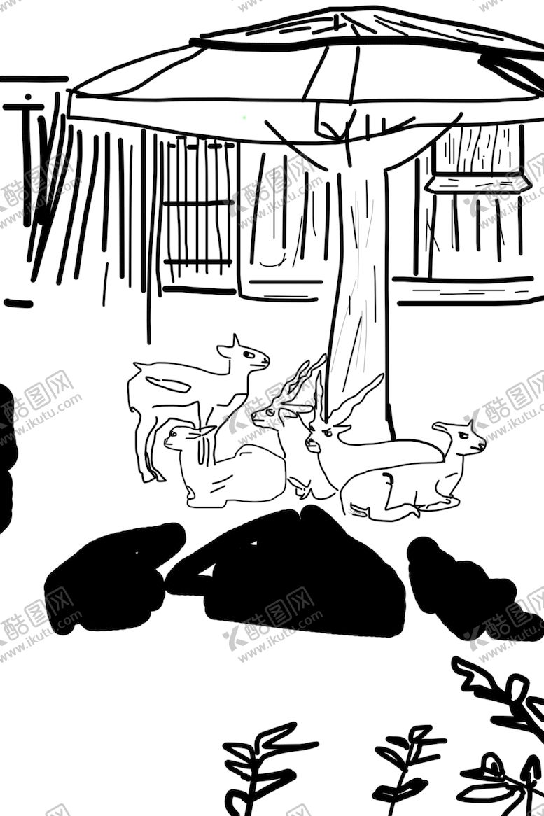 编号：55801206151306061637【酷图网】源文件下载-儿童漫画线条水墨画黑白画