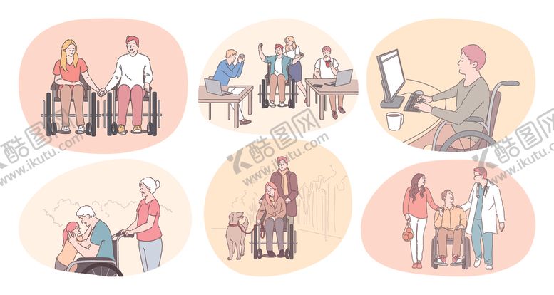 编号：61055910022213281877【酷图网】源文件下载-多样人物姿态插画