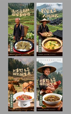 餐厅大气农家土菜宣传海报