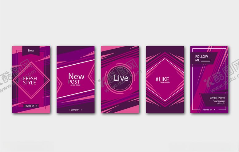 编号：81560909231451425115【酷图网】源文件下载-4款抽象紫色水彩背景