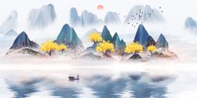  水墨山水画图 