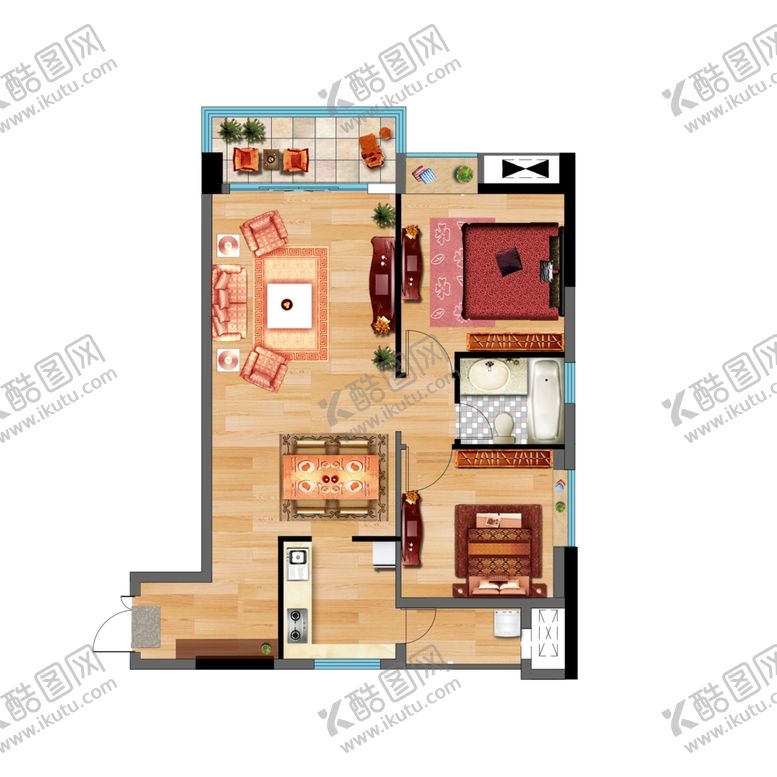 编号：75630109300126472779【酷图网】源文件下载-婚房户型渲染