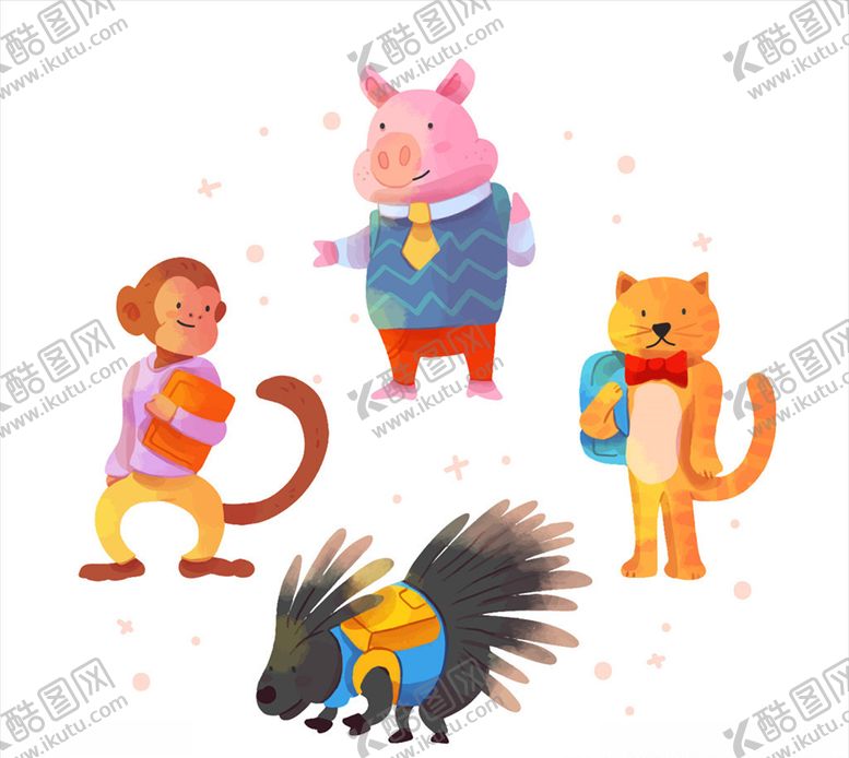 编号：33600909101658356420【酷图网】源文件下载-创意卡通动物校园动物设计