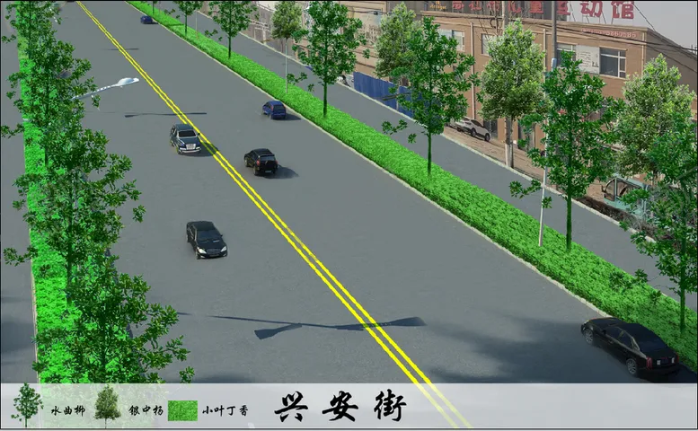 编号：31475909181537099150【酷图网】源文件下载-道路绿化 效果图 乡村绿化 