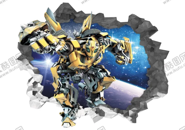 编号：22927504250228347856【酷图网】源文件下载-3D艺术图大黄蜂3D构成装饰画