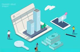 房产投资金融理财纸币2.5D