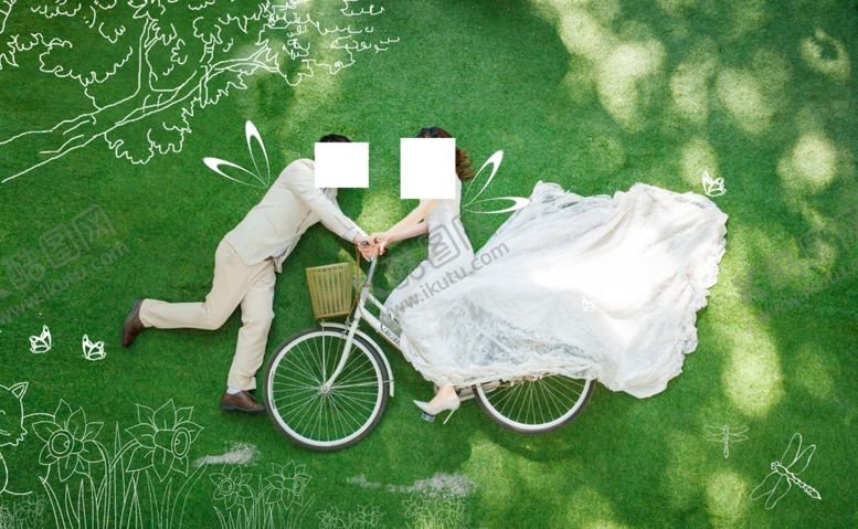 编号：54469705040216394380【酷图网】源文件下载-婚纱照写真草地绘画粉笔