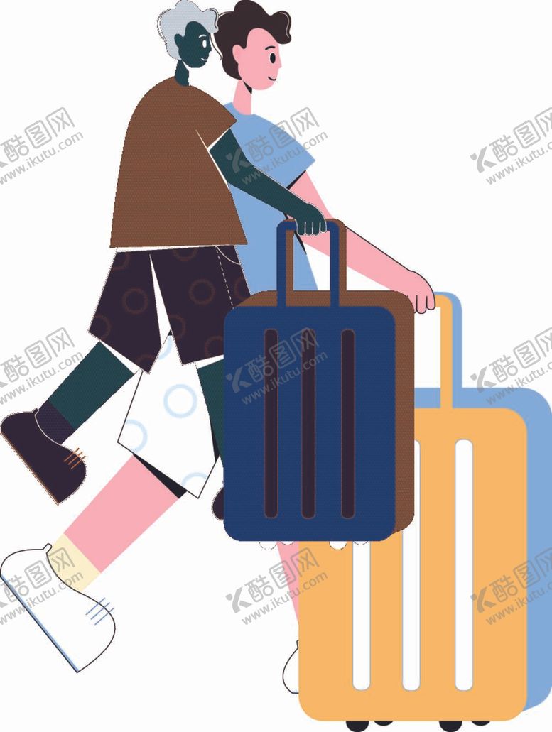 编号：32199111282222069108【酷图网】源文件下载-拉行李行走男子矢量素材