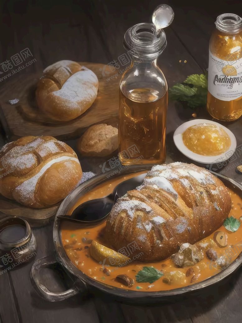 编号：44586211022303184490【酷图网】源文件下载-面包美食插画