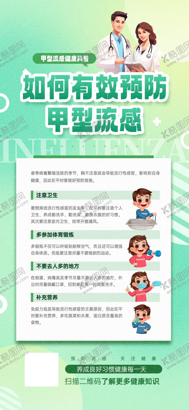 编号：76264402280320355349【酷图网】源文件下载-预防甲流甲型流感医疗科普海报