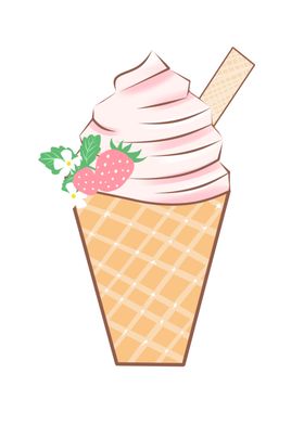 冰淇淋草莓宣传单海报灯箱片
