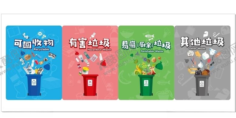 编号：19861310042212365400【酷图网】源文件下载-可回收垃圾分类垃圾桶矢量