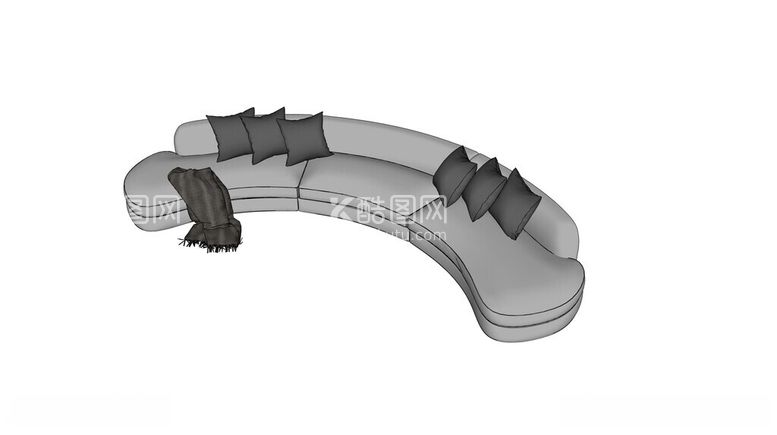 编号：21126612101237381412【酷图网】源文件下载-弧形沙发模型
