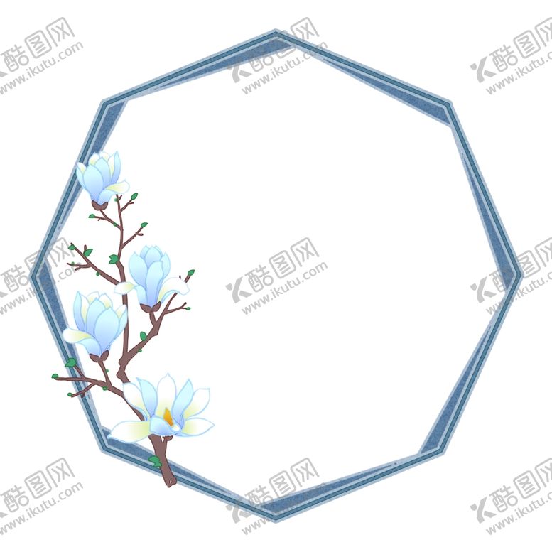 编号：72736807060155538710【酷图网】源文件下载-玉兰花蓝色典雅边框