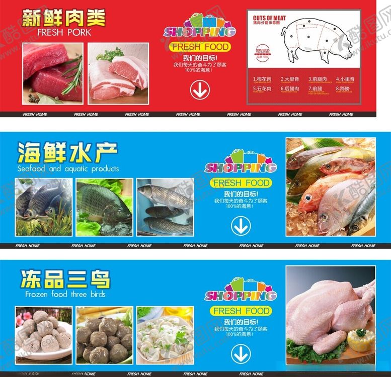 编号：60353102211635255820【酷图网】源文件下载-猪肉水产冰品生鲜区裱板画