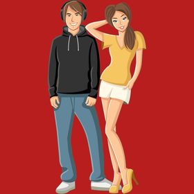 手绘情侣恋人爱男女卡通