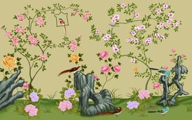花鸟画手绘画鸟背景墙