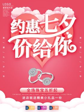 七夕商场珠宝促销海报