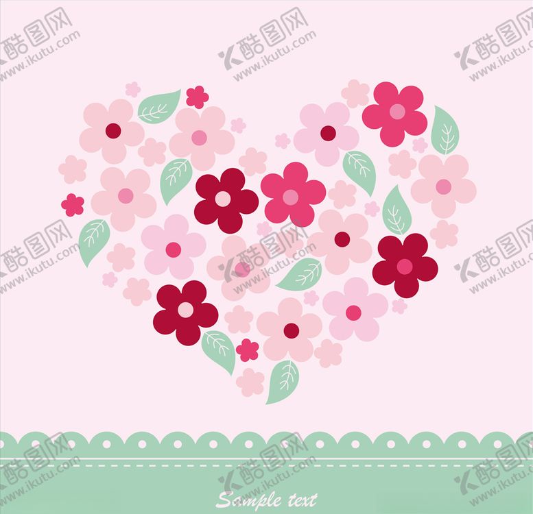 心形花朵卡通卉卡通情人节素材矢量