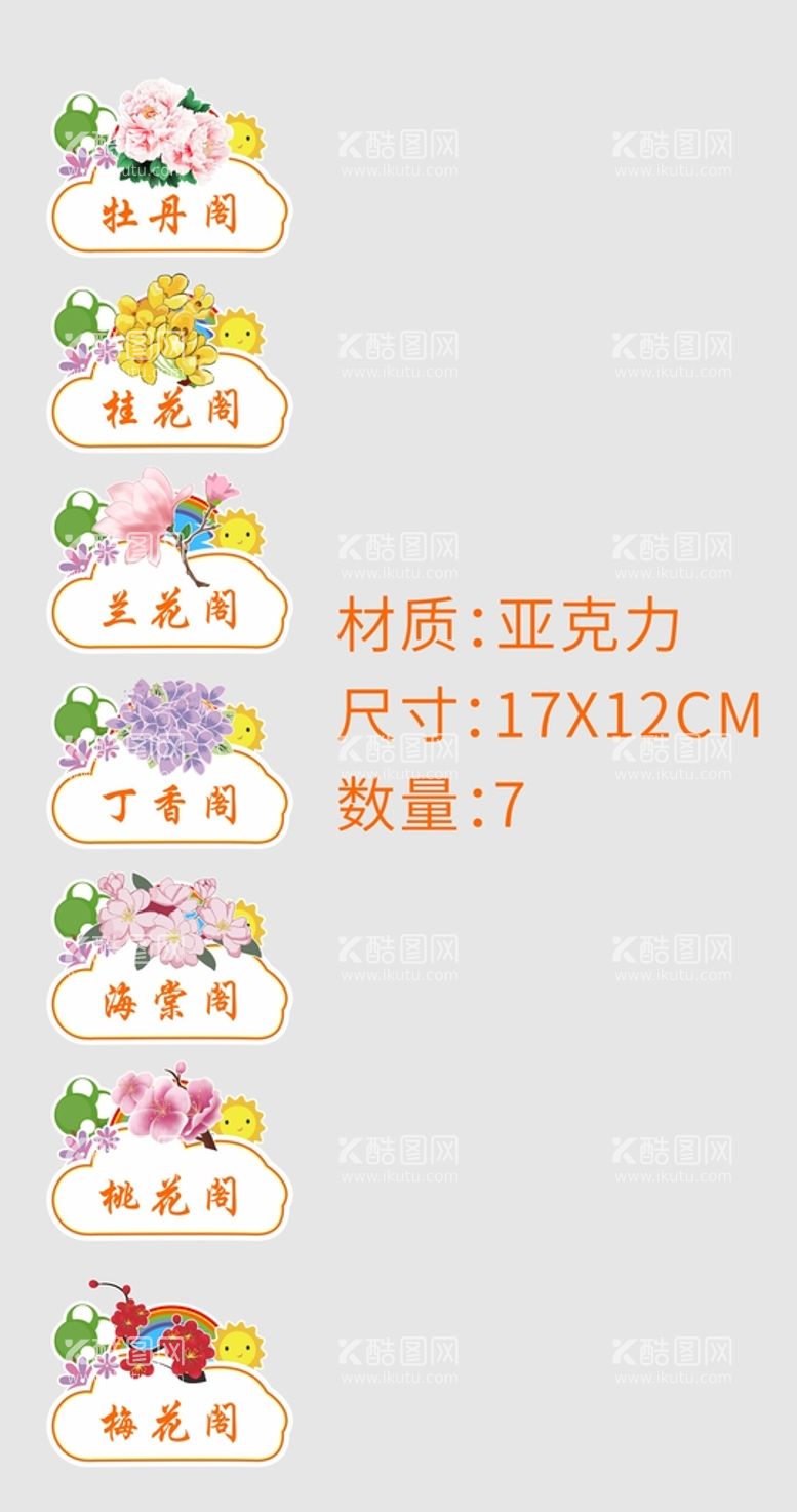 编号：40918812192239563115【酷图网】源文件下载-手绘花朵门牌