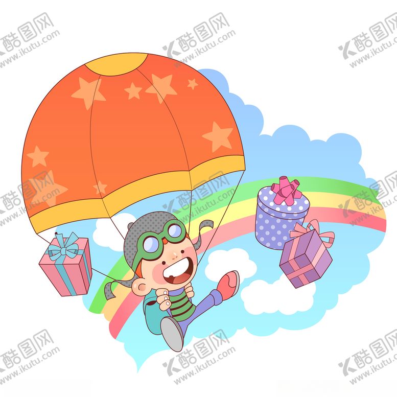 编号：98504910092230064344【酷图网】源文件下载-跳降落伞男孩