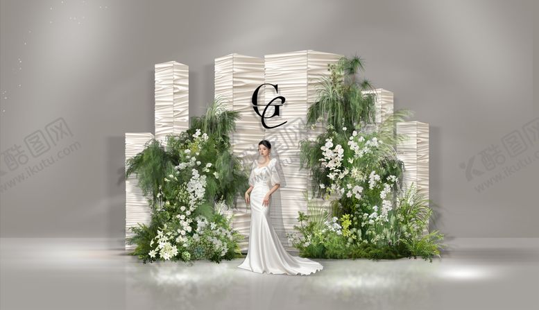 编号：16259608082305456944【酷图网】源文件下载-奶白色布幔婚礼签到区迎宾区布置