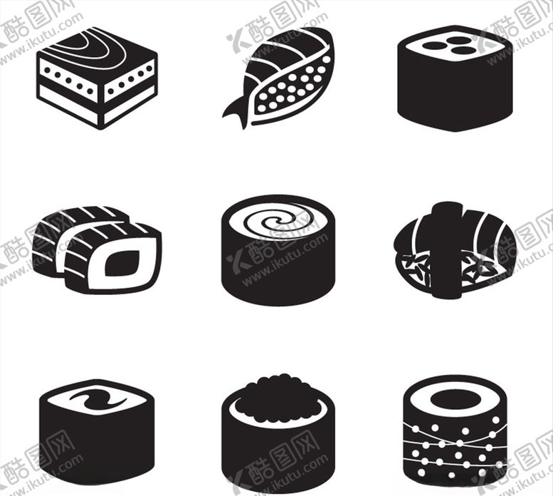 编号：57188809120534234313【酷图网】源文件下载-日本寿司图标矢量素材