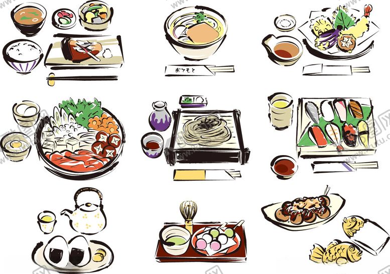 编号：49473811021900105076【酷图网】源文件下载-多样美食插画