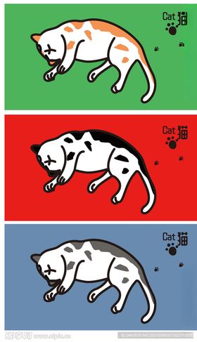 猫矢量图插画贴纸