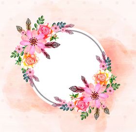 水彩花卉花环花边