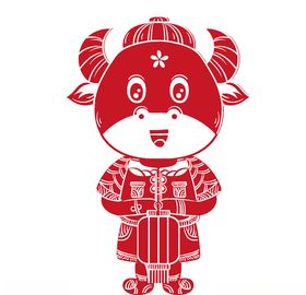 牛年剪纸插画