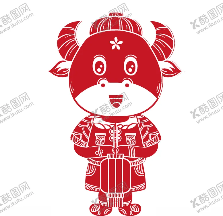 编号：65545406280544453280【酷图网】源文件下载-牛年剪纸插画