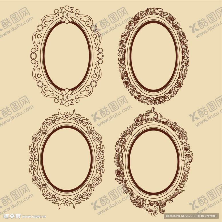 编号：84266212192329168884【酷图网】源文件下载-复古椭圆装饰画框
