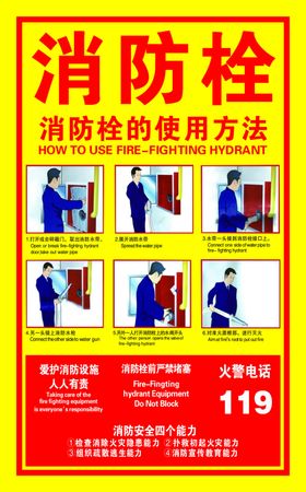 消防栓贴纸学校灭火器珍爱生命