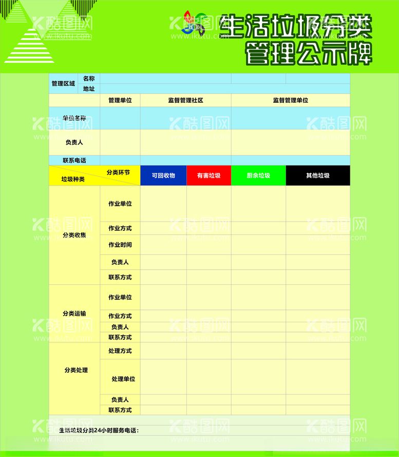 编号：99464712160748467094【酷图网】源文件下载-垃圾分类管理公示牌